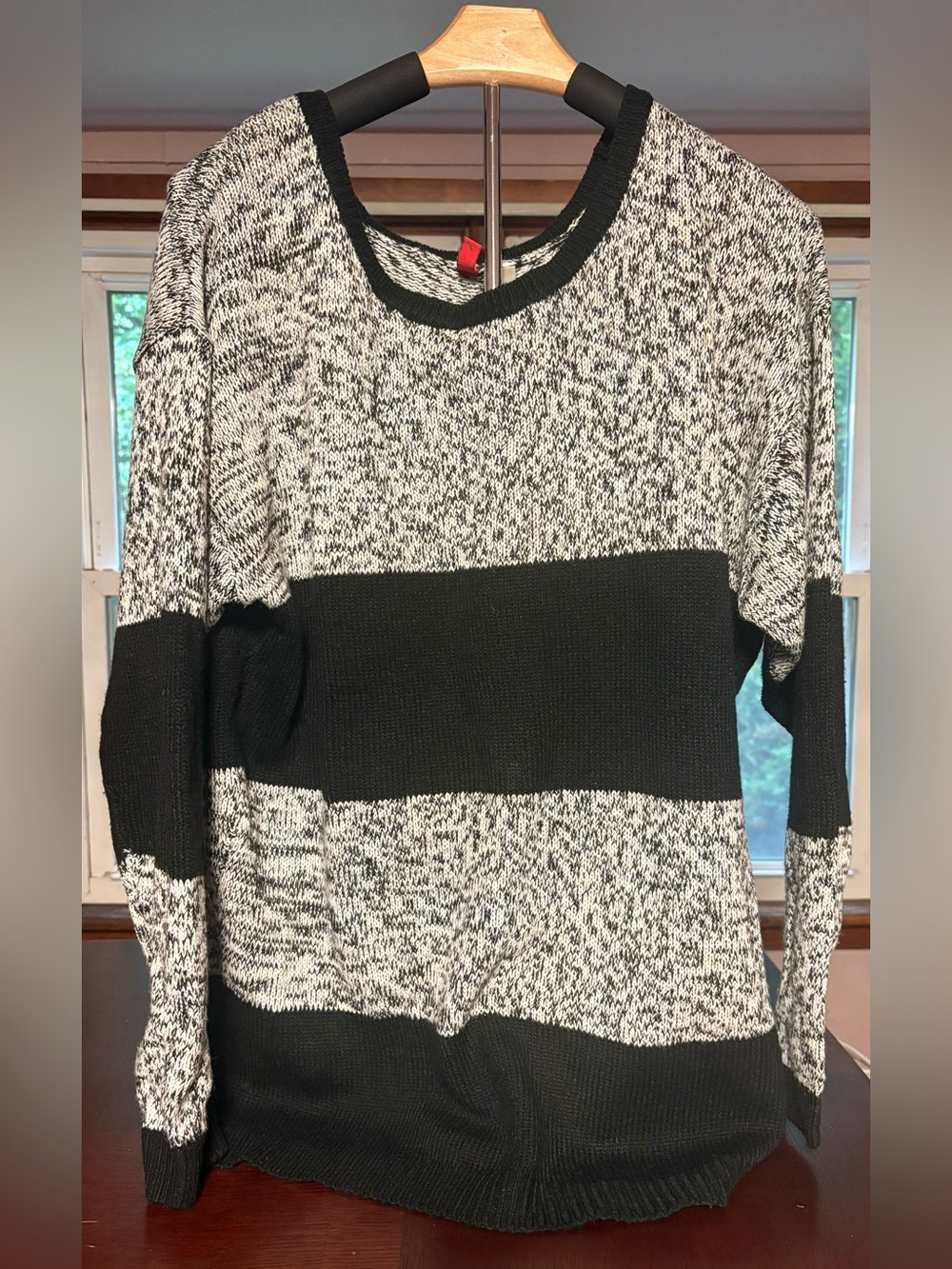 Cozy Vibes: Oversized Marled Striped Knit Sweater Size: Medium